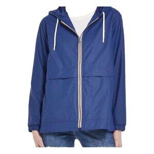 Weatherproof Vintage Women's Hooded Rain Slicker Jacket Blue Size XL